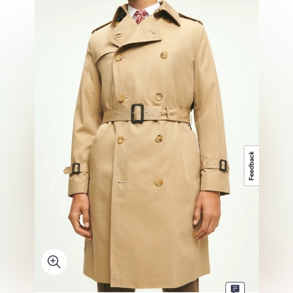 Brooks Brothers khaki double breasted trench coat w/button in lining Sz 42R - Picture 1 of 15